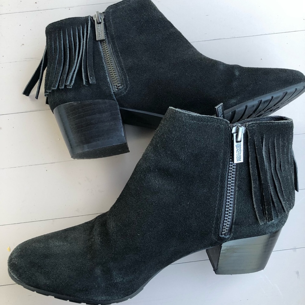 GUC Kenneth Cole Reaction black suede zip booties, ankle boots 7.5
